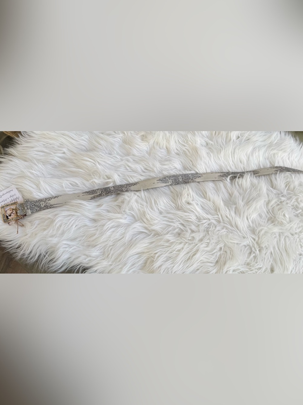Ann Taylor White Snake-Print Leather Belt